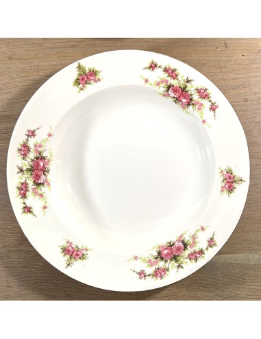 Deep plate / Soup plate / Pasta plate - Boch - décor D.448, DOUBLE rose with gold edge