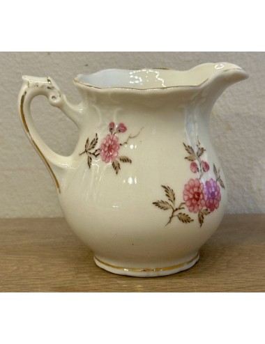 Milk jug - Mosa (5-bows = ca. 1930-1940) - model BAROK with pink chrysanthemums