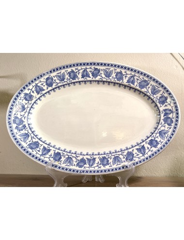 Platter / Plate - very large oval model - Sarreguémines - décor SYRA executed in blue