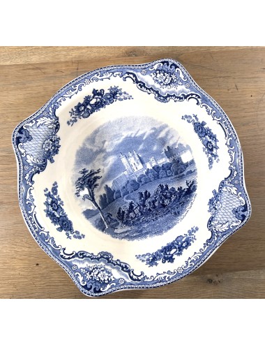Bowl / Serving dish - square model - Johnson Bros England - décor OLD BRITAIN CASTLES executed in blue