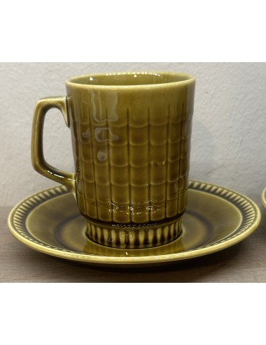 Cup and saucer - high model - Boch - shape ASCOT - décor FLORIDE executed in khaki green