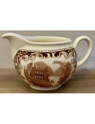 Milk jug - Petrus Regout - décor Castillo in brown