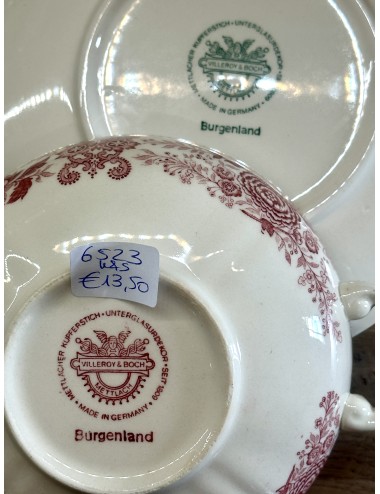 Soup cup and saucer - Villeroy & Boch - décor BURGENLAND executed in red