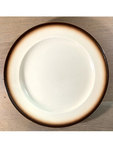 Dinner plate - Boch - décor SIERRA (stoneware?) executed in cream with a brown border