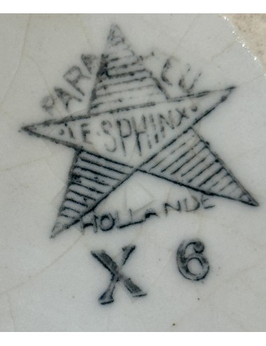 Theepot - De Sphinx - PARFEU - gemerkt met een 5-puntige ster en X6 (maat 6) - décor in bruin-oranje kleur