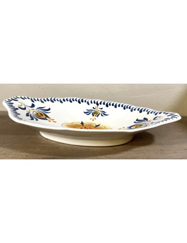Sour dish / Ravier - fixed bottom dish - Sarreguemines - décor 3050A with processing in blue and orange