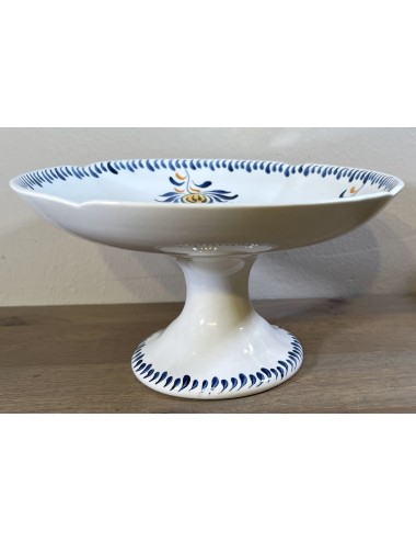 Tazza / Presentation bowl - on high base - Sarreguemines - décor 3050A with processing in blue and orange