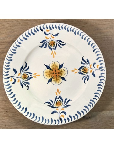 Breakfast plate / Dessert plate - Sarreguemines - décor 3050A with processing in blue and orange
