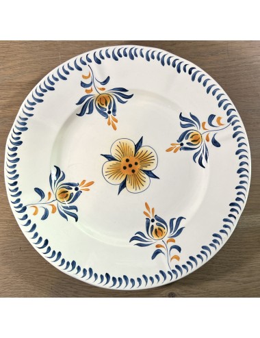 Dinner plate - Sarreguemines - décor 3050A with processing in blue and orange