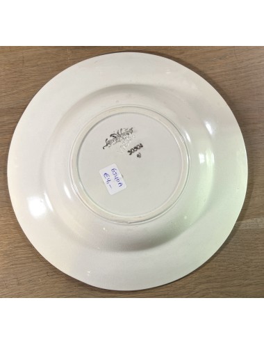 Deep plate / Soup plate / Pasta plate - Sarreguemines - décor 3050A (blind mark 3L/3x34A etc.) with processing in blue and orang