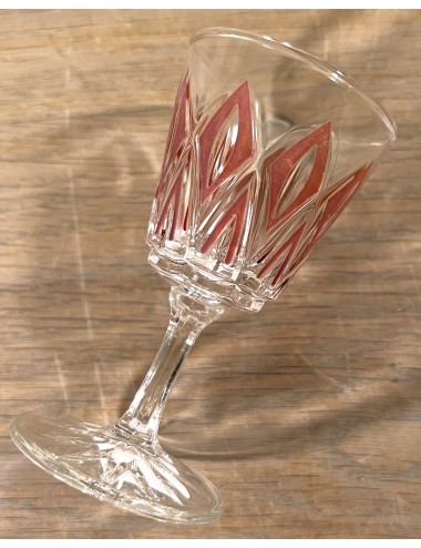 Glas / Likeurglas op voet - VMC Reims (Verreries Mècaniques Champenoises) - Harlequin in rood