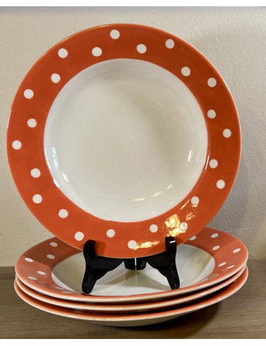 Deep plate / Soup plate / Pasta plate - Boch - décor PASTILLES executed with an orange / white border