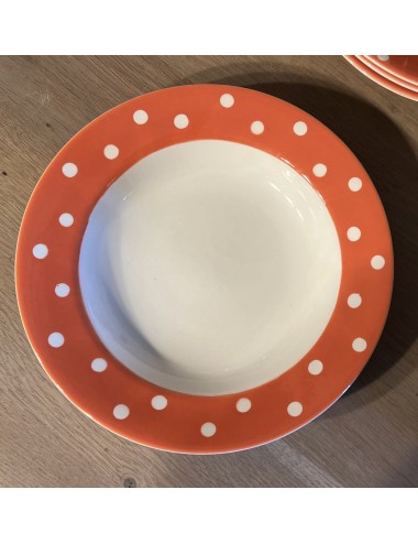 Deep plate / Soup plate / Pasta plate - Boch - décor PASTILLES executed with an orange / white border