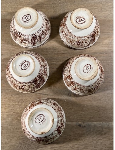 Bowl - Boch Frères (B.F.) - décor ALPES executed in brown with image goats and wooden hut/home