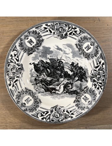 Dessertbord / Sierbord - Boch - uitgevoerd in zwart/wit - Combat de Benhout - 8 Mars 1799 (Napoleon)