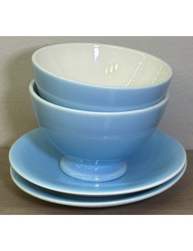 Bowl - with matching saucer - B.F.K. (Boch Frères Keramis) - executed in full azure/clear blue