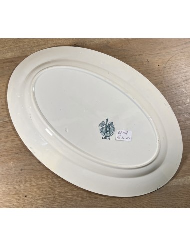 Bowl / Plate - flat, oval, model - Moulin des Loups - Hamage Nord - décor LOLA executed in dark green