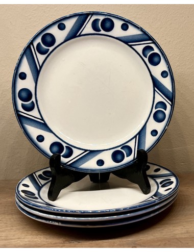 Breakfast plate / Dessert plate - Nimy - décor blue spritzmuster/aérodecor with dots and planes