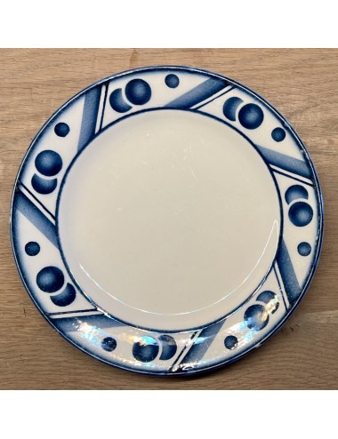 Breakfast plate / Dessert plate - Nimy - décor blue spritzmuster/aérodecor with dots and planes