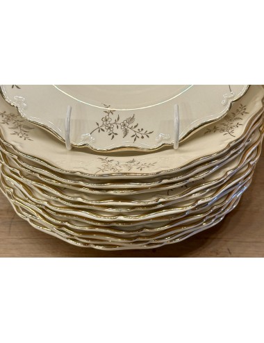 Diep bord / Soepbord / Pastabord - Boch - vorm ONDINE - décor FRANCOISE met goudkleurige versierselen