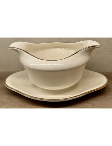 Gravy boat / Sauce bowl - Mosa (3-bow is 1960s) - model with 2 spouts executed in cream with gold rim