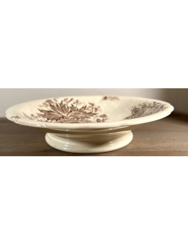 Tazza / Bowl - on low pedestal - unmarked - décor of flowers executed in brown