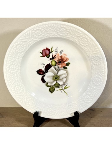 Soepbord / Diep bord / Pastabord - Boch - décor van paars/roze/witte bloemen