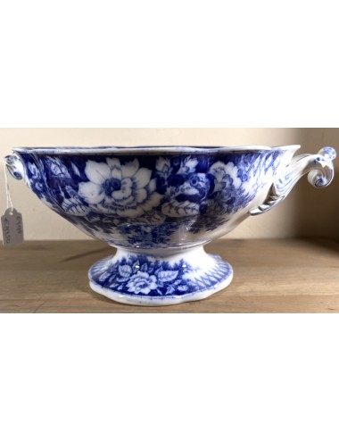 Bowl / Fruit bowl - on foot - Boch Frèrer Kèramis - décor JARDINIERE executed in flowing blue