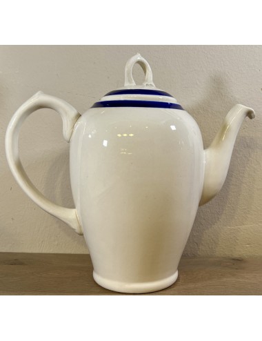 Coffee pot - Boch - form PARIS - décor executed in cream/white with (dark) blue/royal blue rim