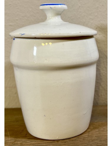 Storage jar - small model - Nimy - executed in cream with blue lettering GIROFLE and block décor