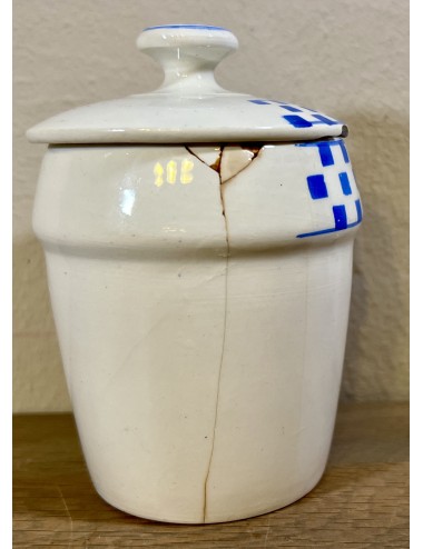 Storage jar - small model - Nimy - executed in cream with blue lettering MUSCADE and block décor