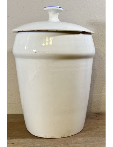 Storage jar - large model - Nimy - executed in cream with blue lettering SUCRE and block décor