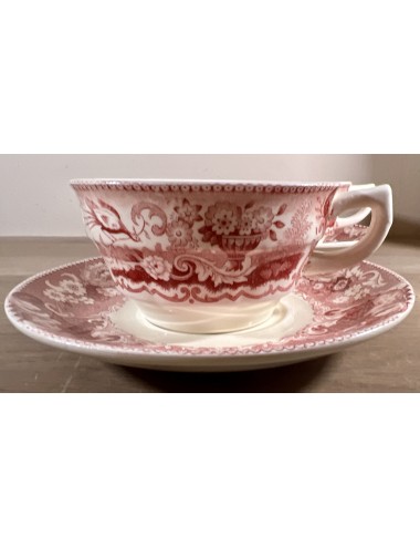 Chocolate cup and saucer - Societe Ceramique Maestricht - décor VICTORIA executed in red
