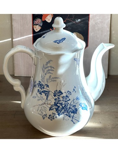 Coffee pot - Petrus Regout - décor 3 with butterfly/flower images in light blue - model FESTON