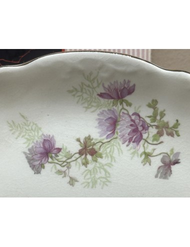 Sour dish / Ravier - Petrus Regout - décor of pink/lilac flowers - model WILHELMINA