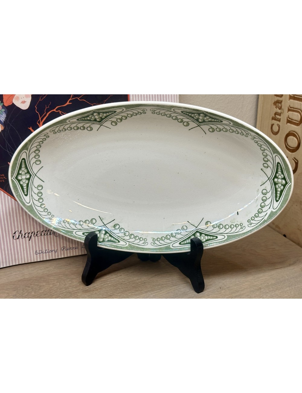 Acid bowl / Ravier - Societe Ceramique Maestricht - décor MIMOSAS (made between 1900-1910) in green design