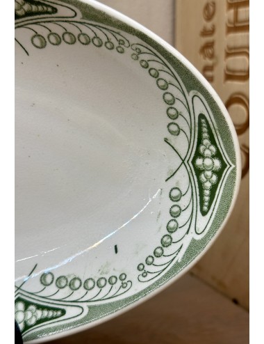 Zuurschaal / Ravier - Societe Ceramique Maestricht - décor MIMOSAS (gemaakt tussen 1900-1910) in groene uitvoering