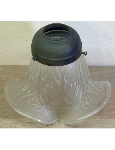 Lampshade - wavy model - made of frosted clear glass with décor in relief