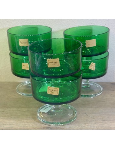 Ice coupe / Dessert coupe - on foot - Luminarc - CAVALIER executed in clear and dark green glass