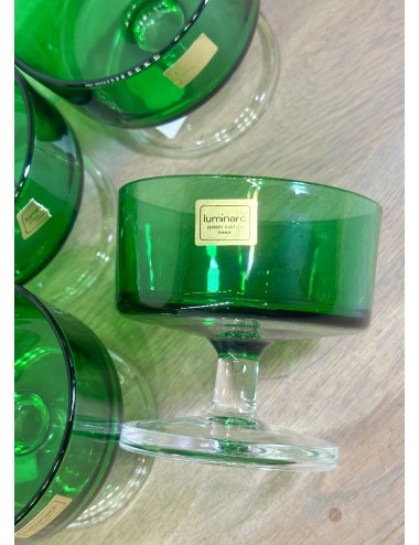 Ice coupe / Dessert coupe - on foot - Luminarc - CAVALIER executed in clear and dark green glass