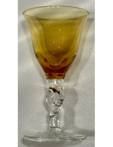 Likeurglaasje - getorst/gedraaide steel in blank glas met rookbruine kelk
