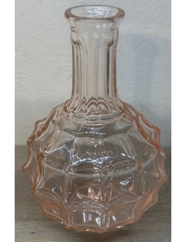 Carafe / Water carafe - with matching glass - made of pink/salmon colored glass