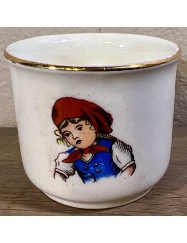 Egg cup - child model - unmarked but probably Petrus Regout - décor depicting a mushroom and a milkmaid