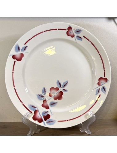 Plate / Bowl - flat, round, model - St. Amand Ceranord - décor with purple colored flowers and leaves