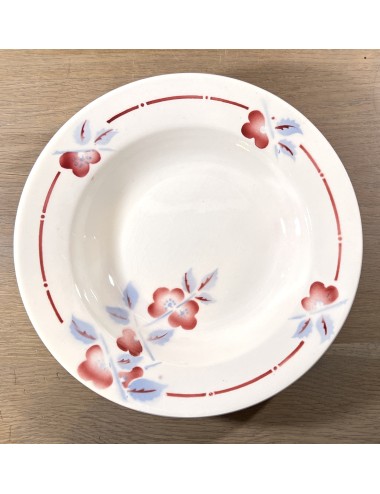 Deep plate / Soup plate / Pasta plate - St. Amand Ceranord - décor with purple colored flowers and leaves