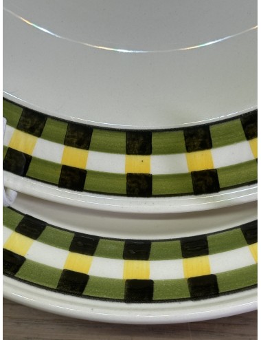 Diep bord / Soepbord / Pastabord - Villeroy & Boch - décor GLASGOW uitgevoerd in groen/geel/zwart