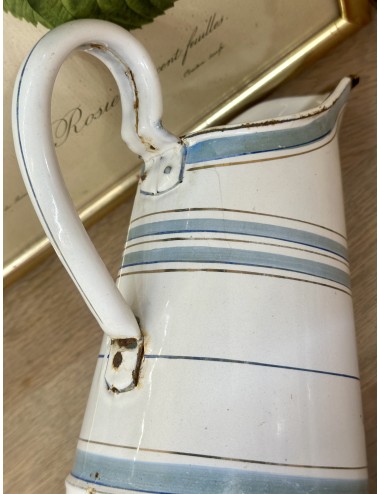 Water jug / Jug - smaller model - made in enamel in light blue / white / gold color decoration