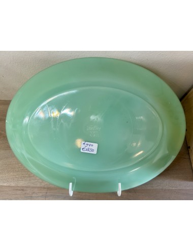 Plate - flat oval model - Fire King Oven Glass - jadeite, green, glass