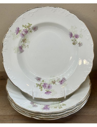 Deep plate / Soup plate / Pasta plate - Petrus Regout - model WILHELMINA - décor 272 with lilac flowers