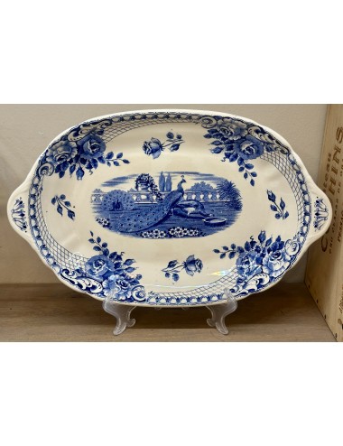 Broodschaal - Societe Ceramique Maestricht - décor PEACOCK uitgevoerd in blauw